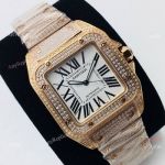 Best Copy Cartier Santos 100th Diamond Watch White Dial With Roman Markers